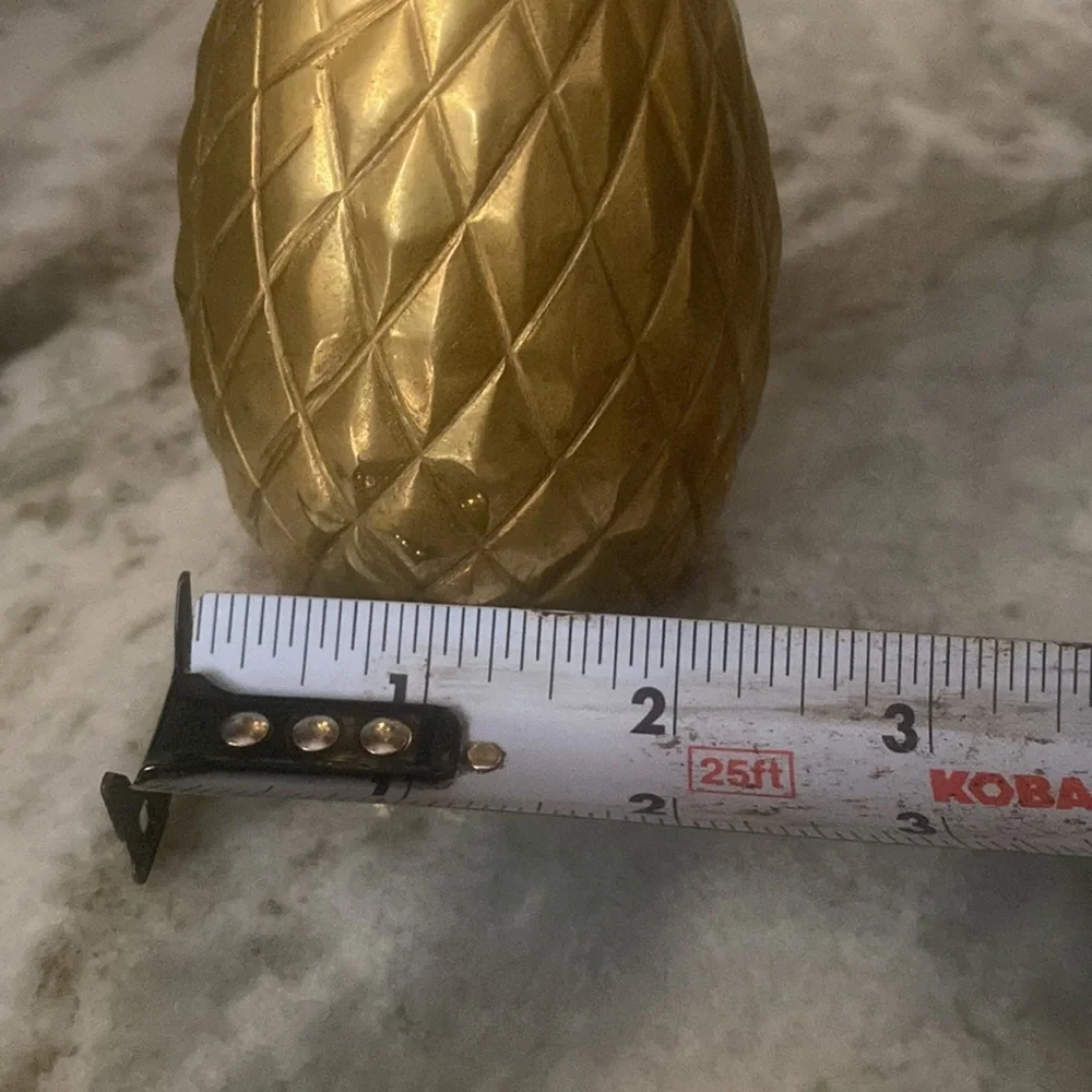 Vintage MCM solid brass pineapple vase. Retro whimsical cottagecore farmhouse - Picture 5 of 5